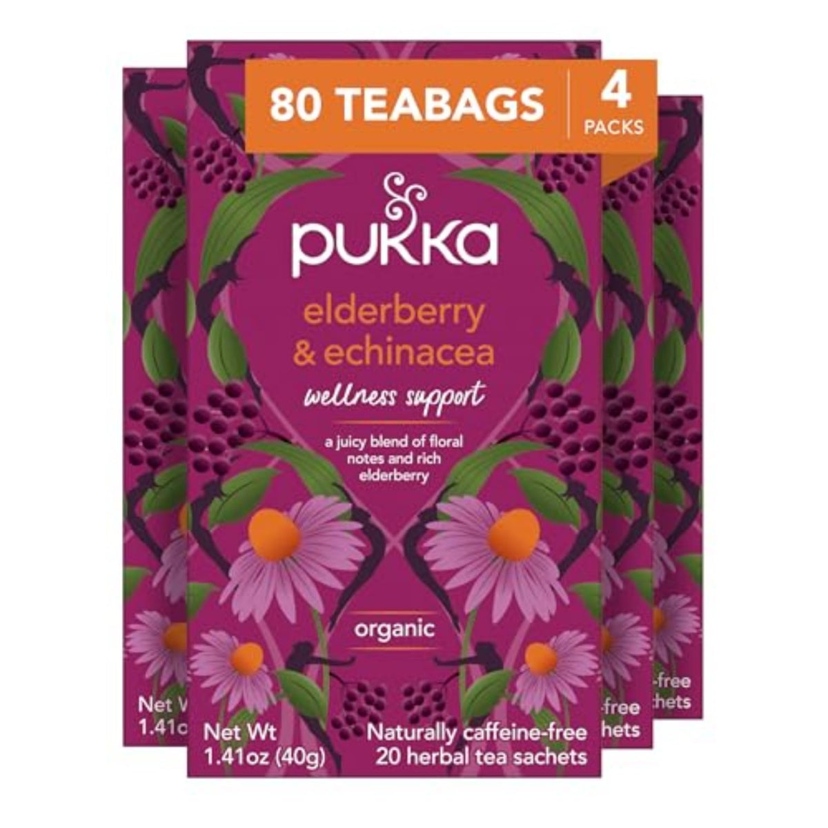 Pukka front packaging showing box and organic labeling for shelf appeal