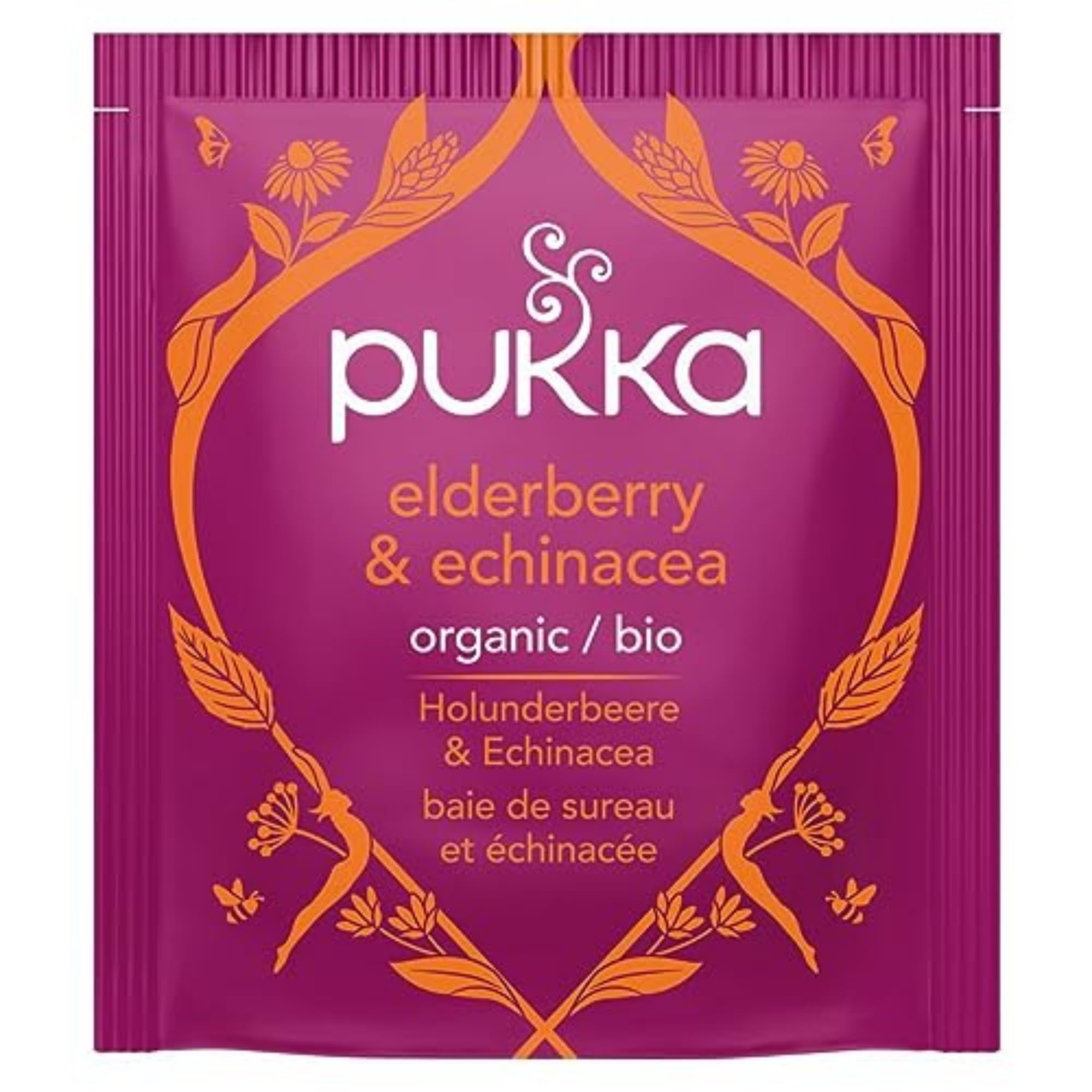 Pukka tea steeping in a cup with steam illustrating warming, soothing beverage