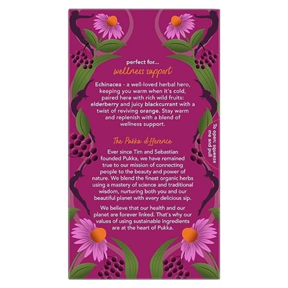 Pukka tea bag close-up displaying tag and biodegradable detail for transparency