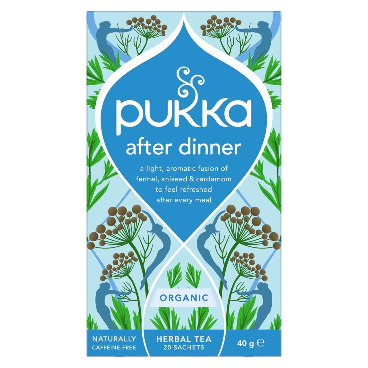 Pukka front packaging showing organic branding and blend name for clear choice