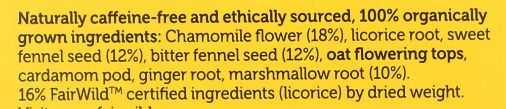 Pukka ingredients spread with chamomile and fennel highlighting organic sourcing