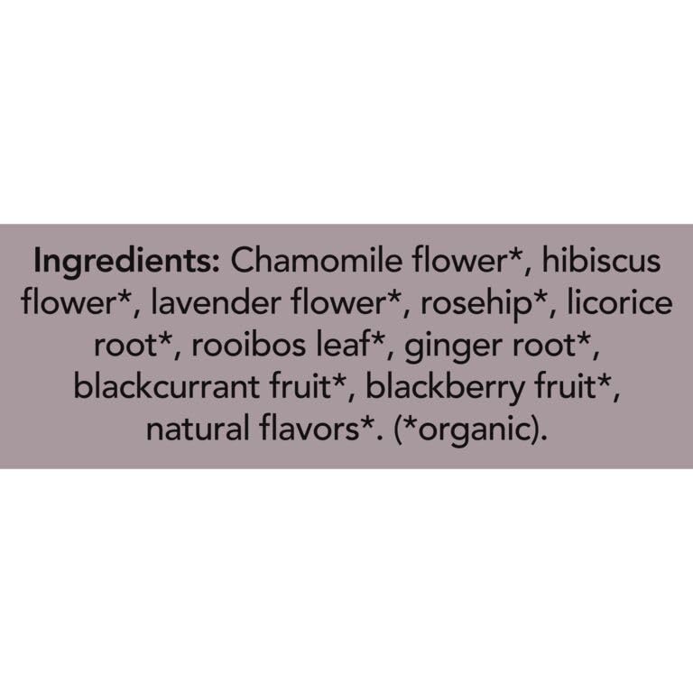 Pukka dry blend detail with elderberry and chamomile for flavor