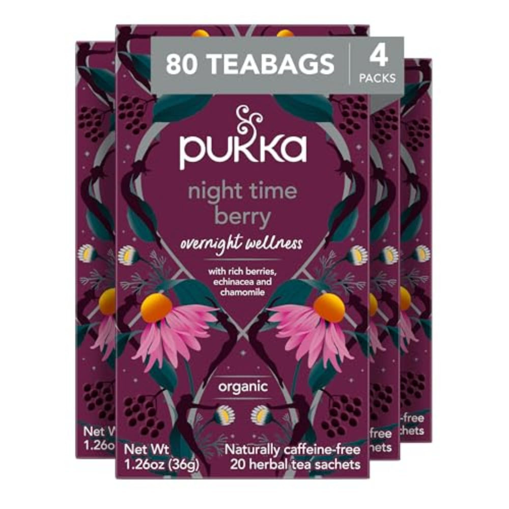 Pukka front packaging showing 4-pack and organic labeling for easy identification