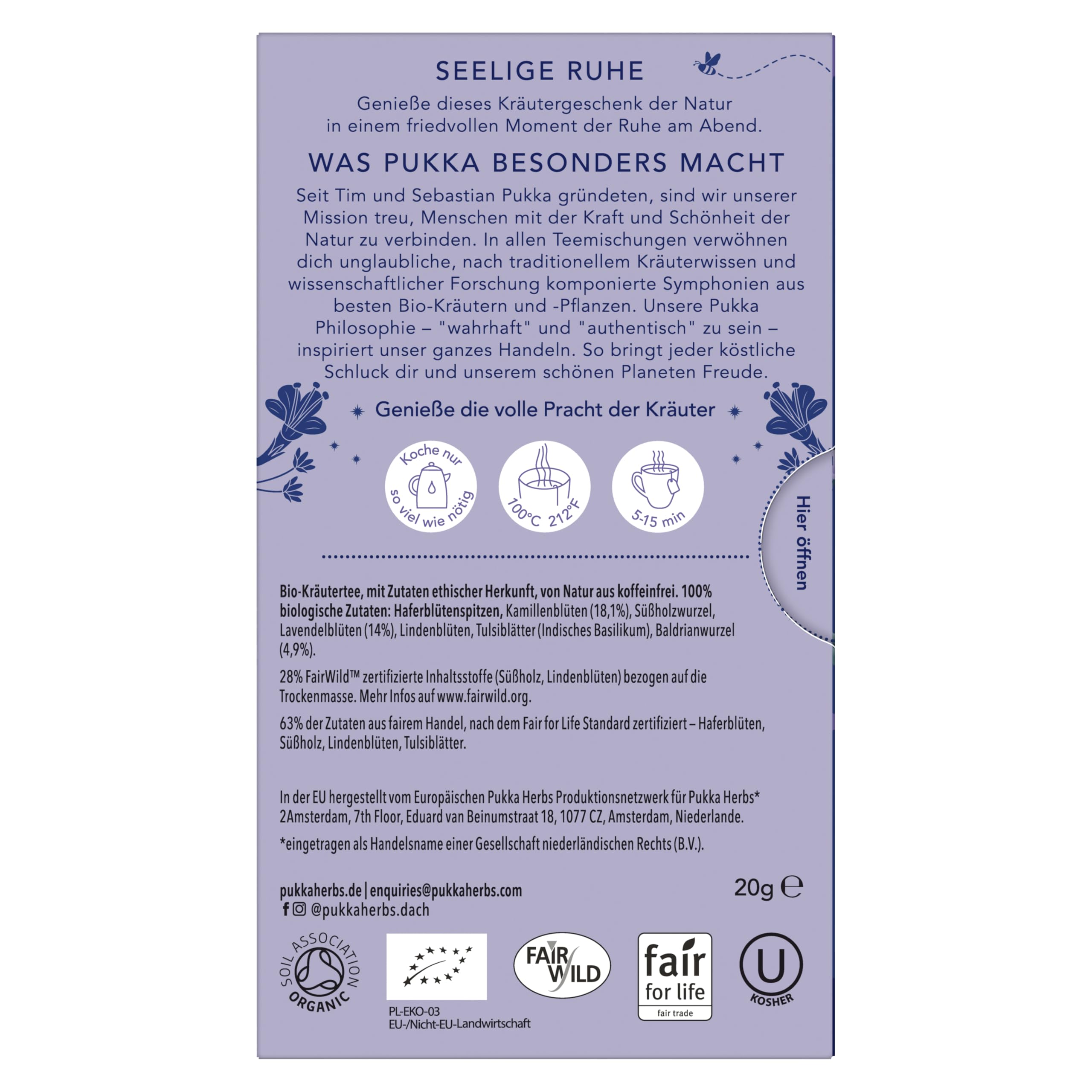 Pukka box with FSC label highlighting sustainable packaging and responsible sourcing benefit