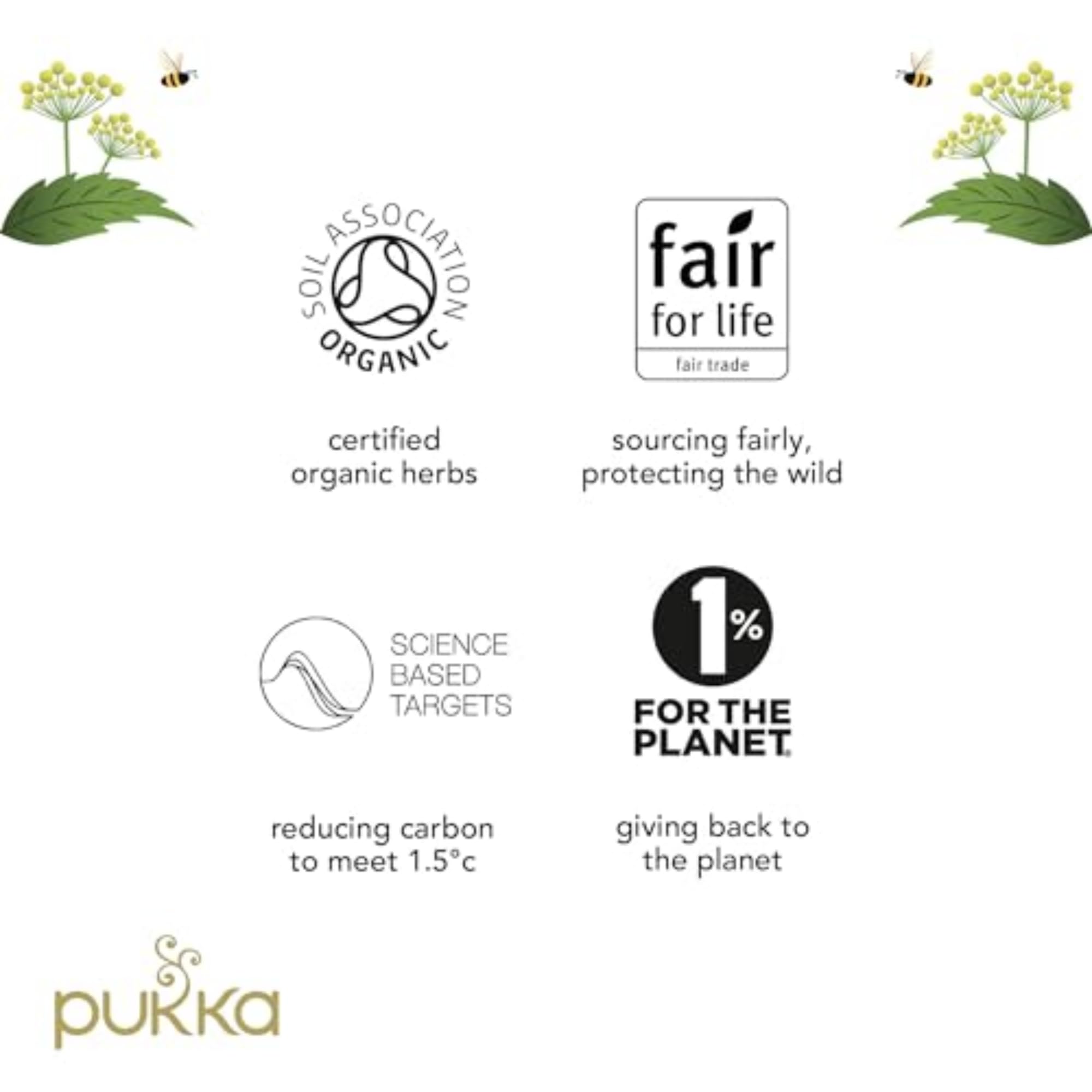 Pukka Peace pack size comparison showing four boxes and 80 tea bags for convenience