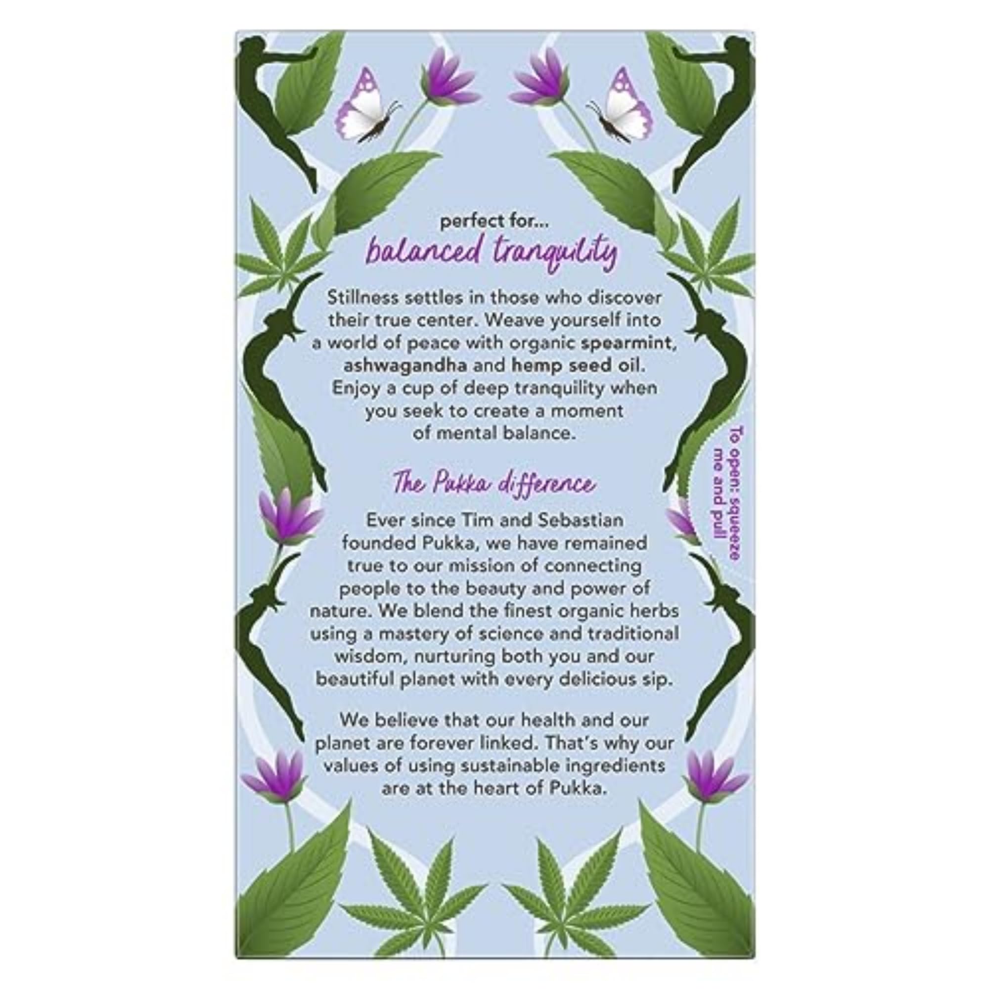 Pukka Peace tea bag close-up revealing herb blend and sachet texture