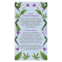 Pukka Peace tea bag close-up revealing herb blend and sachet texture