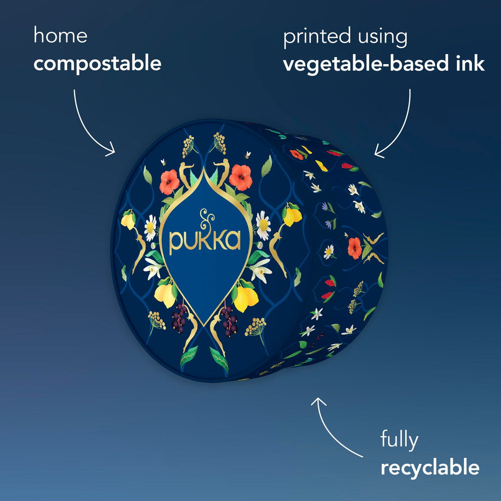 Pukka box held in hand to show scale and portability for travel or gifting