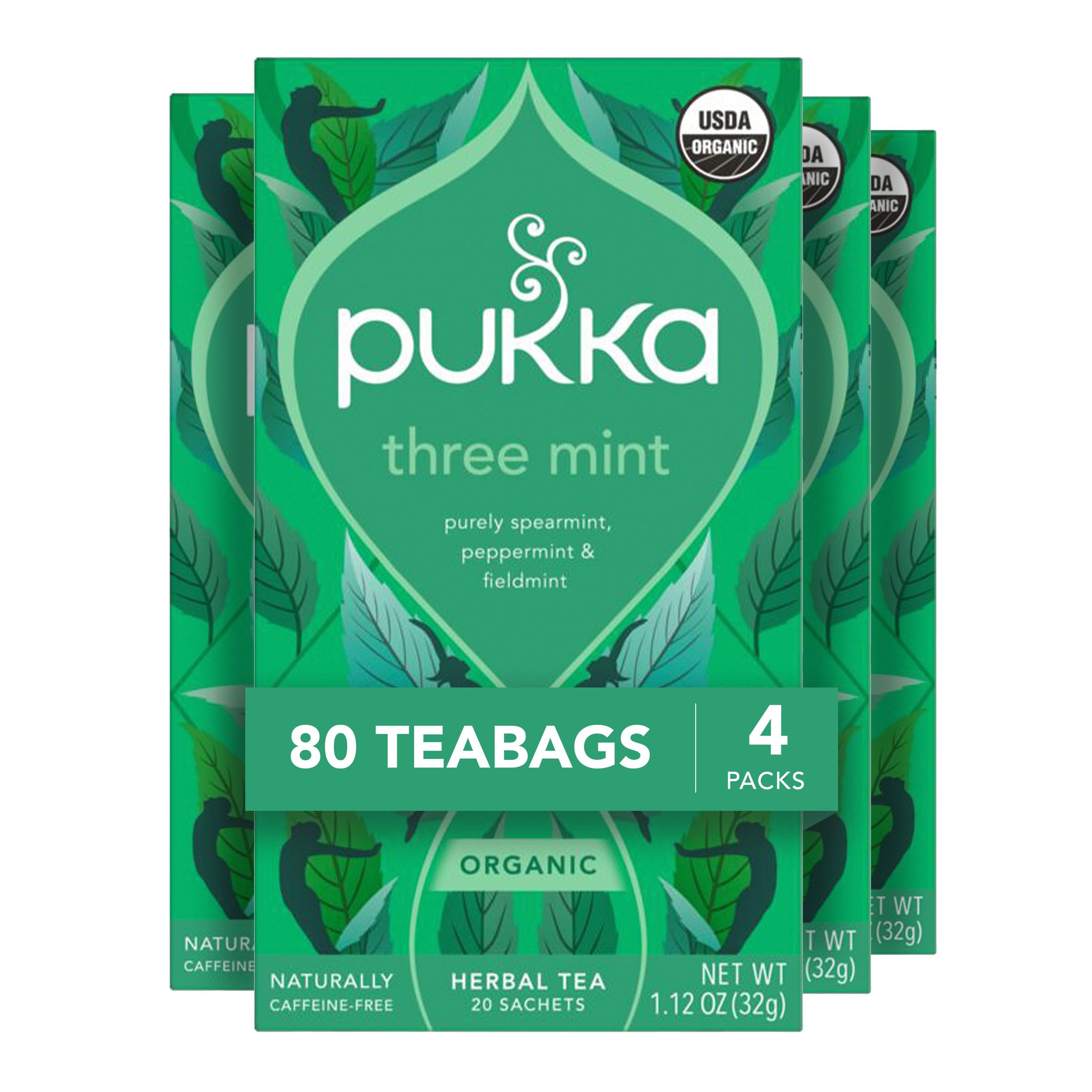 Pukka front box view showing 4-pack and organic badge benefits