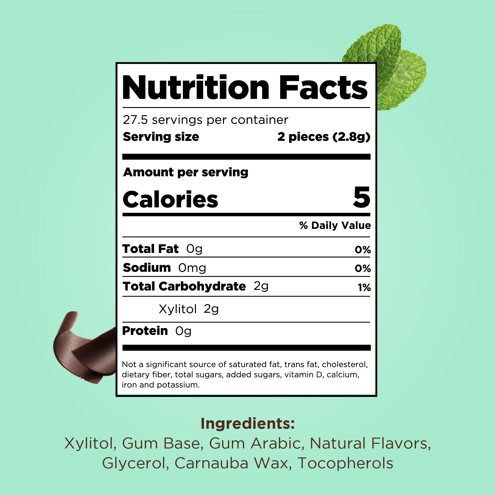 PUR Gum chocolate mint in a bag on the go depicting portability and quick sweet craving relief