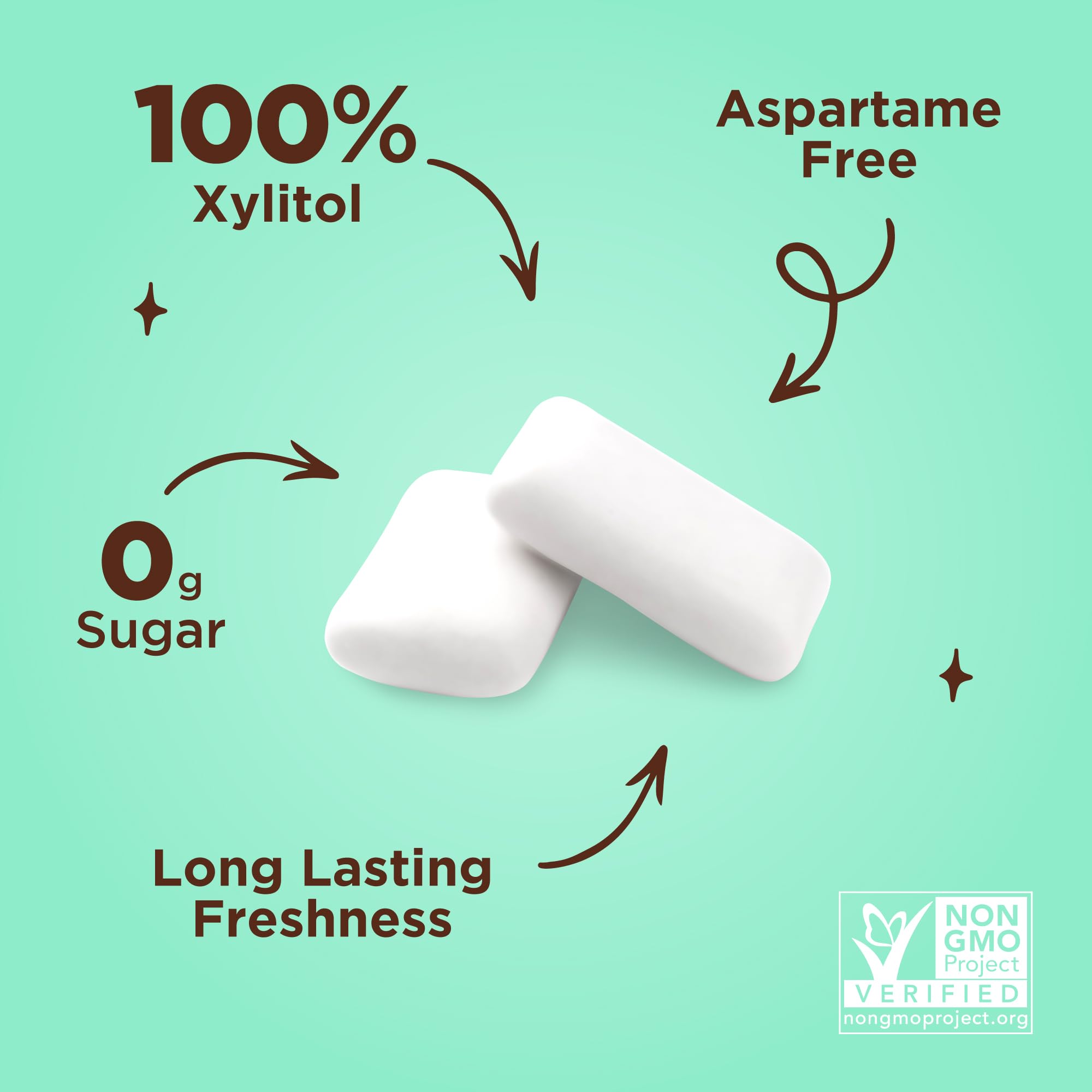 Person chewing PUR Gum chocolate mint demonstrating fresh breath and enjoyable flavor