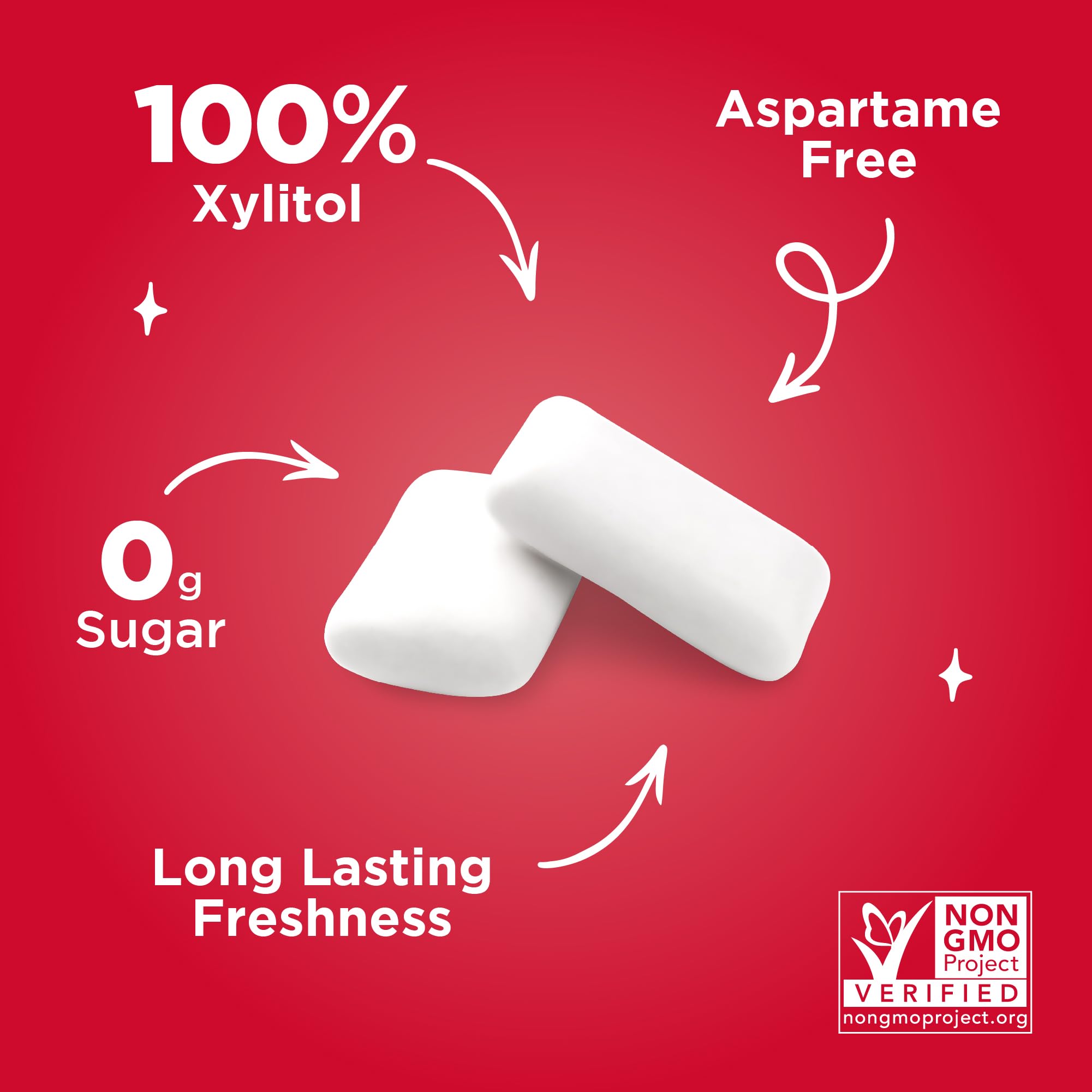 PUR Gum cinnamon packaging label detail showing xylitol and allergen-free benefit