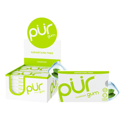 PUR Gum front packaging showing 108 pieces and cooling mint benefit