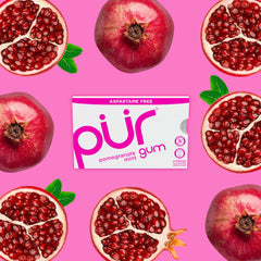 PUR Gum single piece texture close-up showing smooth chew and flavor
