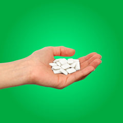 PUR Gum resealable bag open with pieces visible for convenient on-the-go freshness