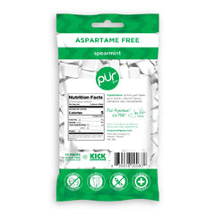 Open pack of PUR Gum spearmint displaying multiple pieces for easy sharing