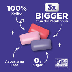 Open resealable PUR Jumbo Gum bag exposing individual pieces and keeping flavor sealed