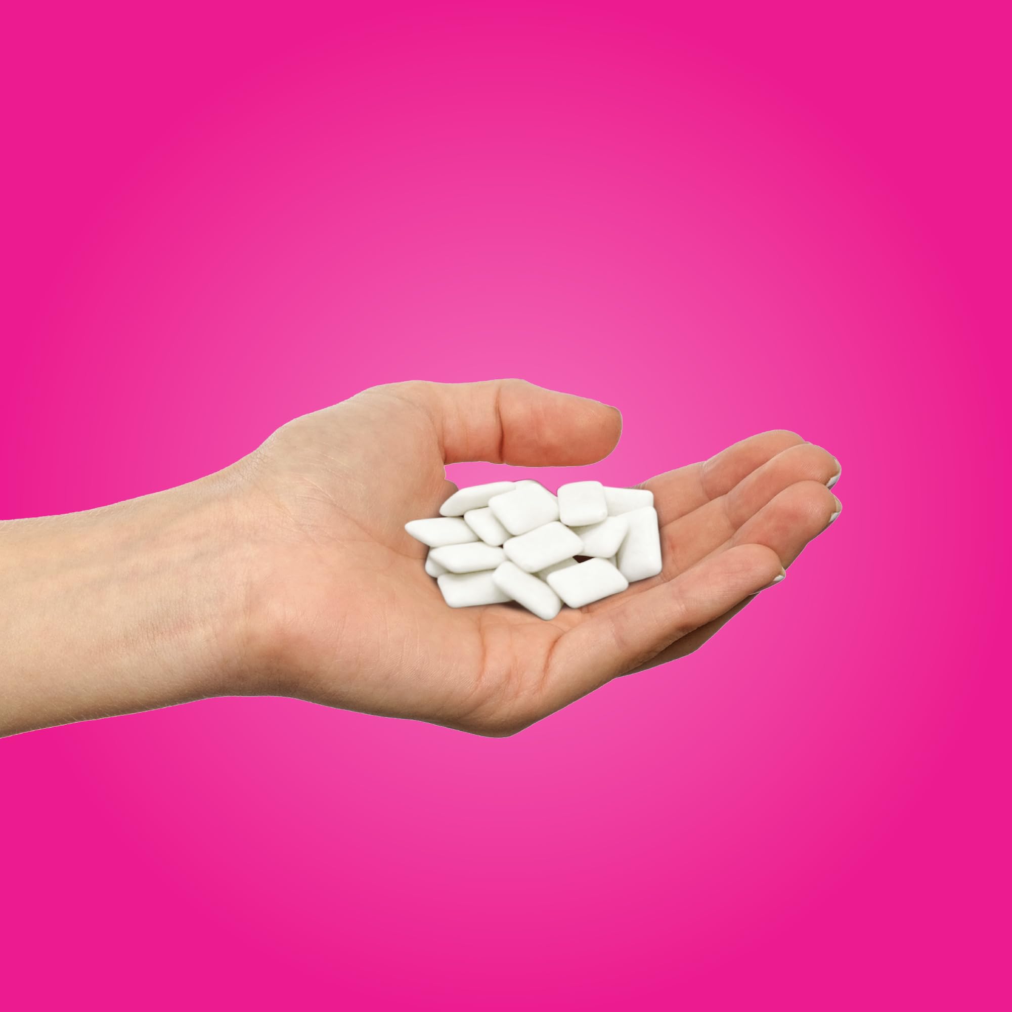 PUR Gum open bag displaying individual gum pieces for easy grab-and-go freshness