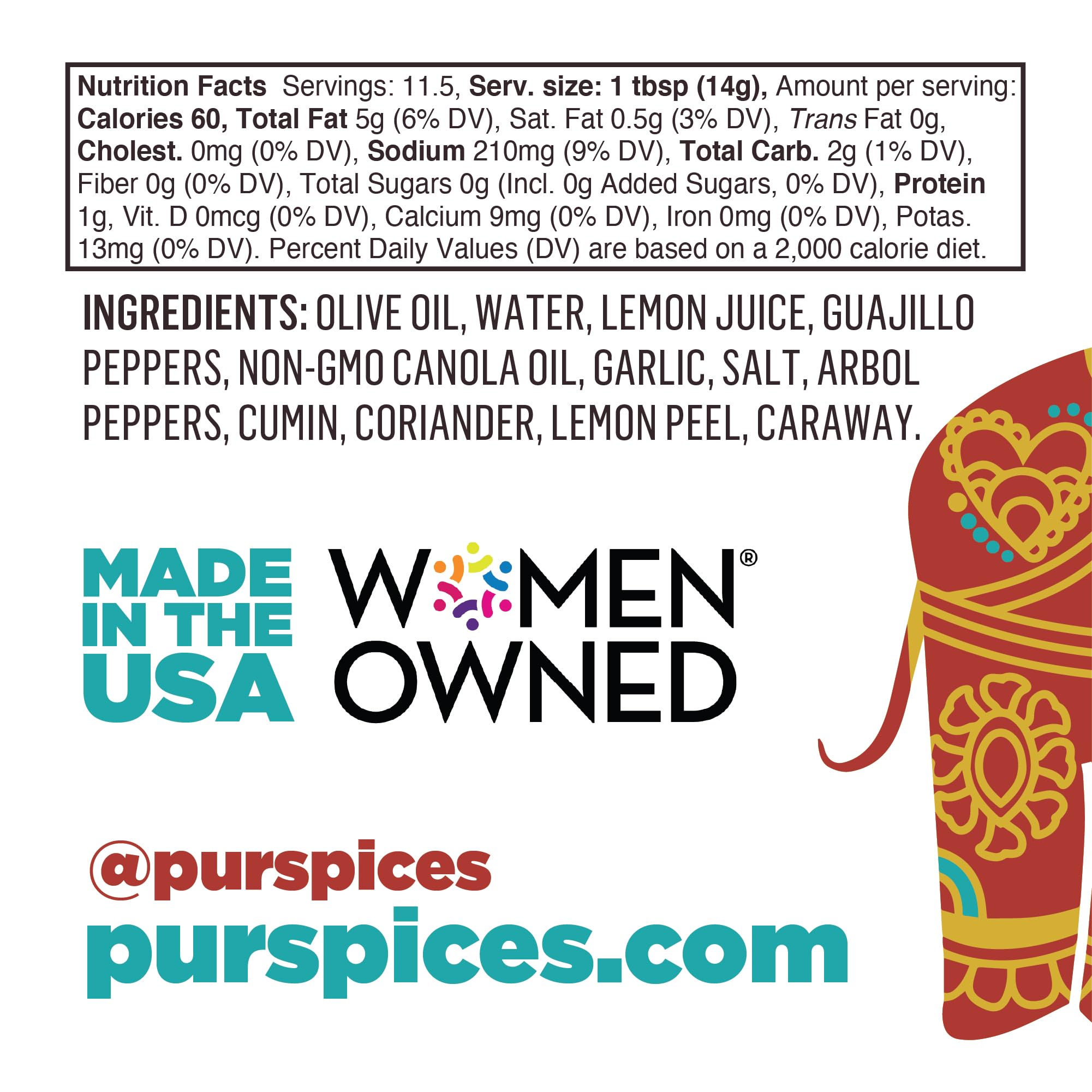 PUR Spices label closeup showing clean-ingredient promise and origin