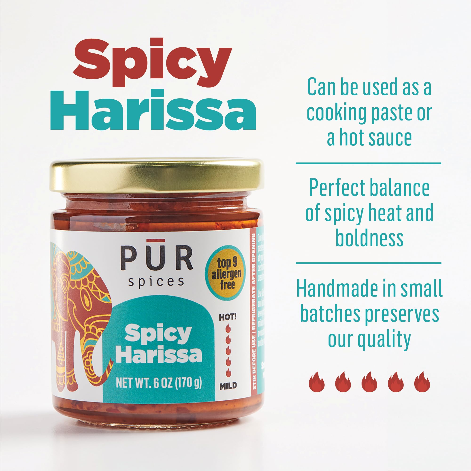 PUR Spices harissa spread on pizza adding spicy, savory finish