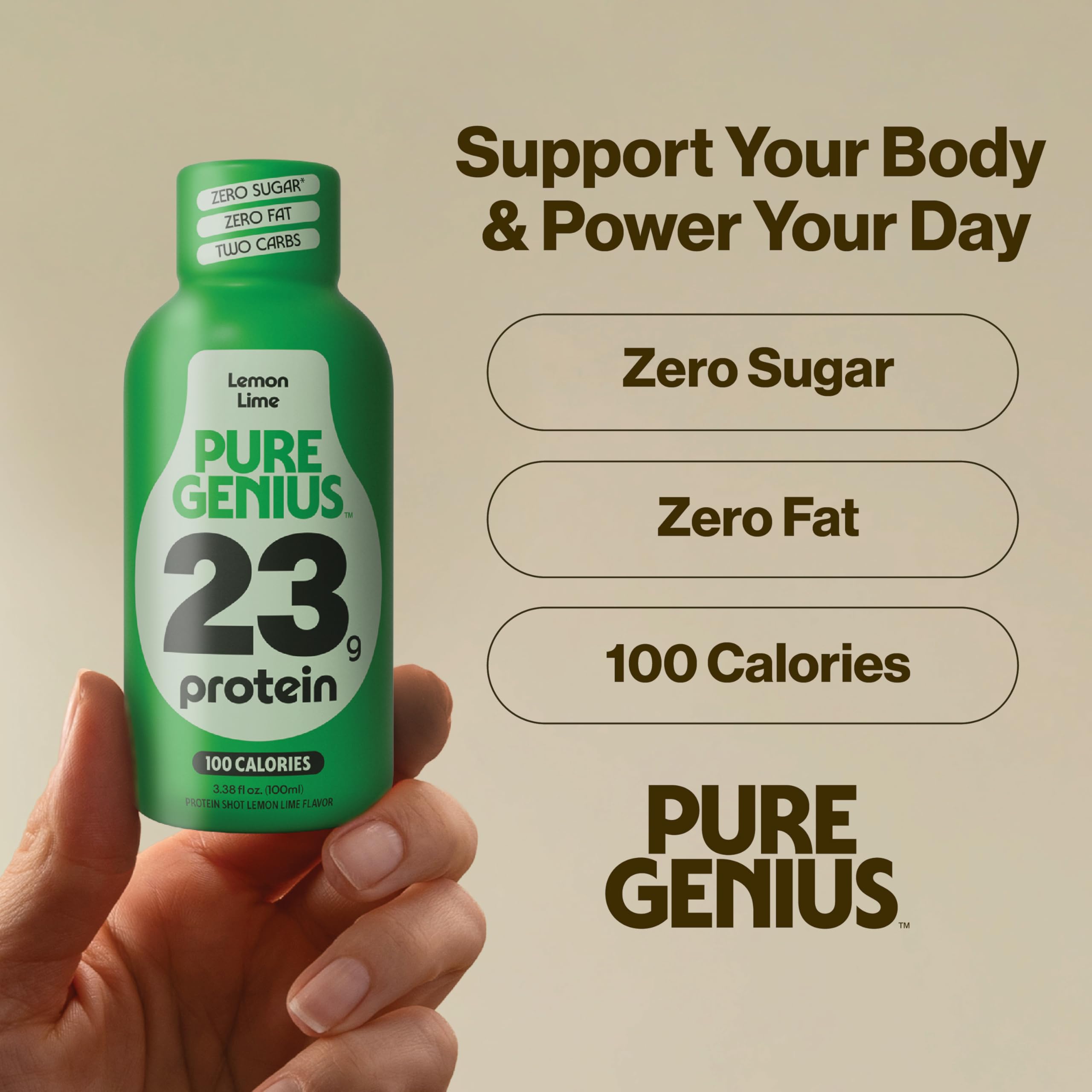 Pure Genius close-up texture of shot highlighting smooth juice-like consistency and drinkability