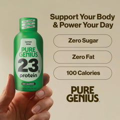 Pure Genius close-up texture of shot highlighting smooth juice-like consistency and drinkability