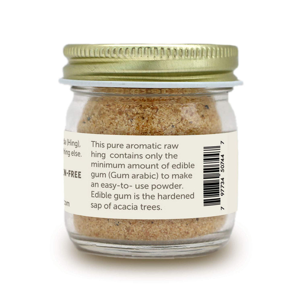 PURE INDIAN FOODS hing being tempered in hot oil to release savory garlic-like flavor