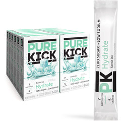 PURE KICK front packaging showing Arctic Ice 72 packets, convenient storage benefit