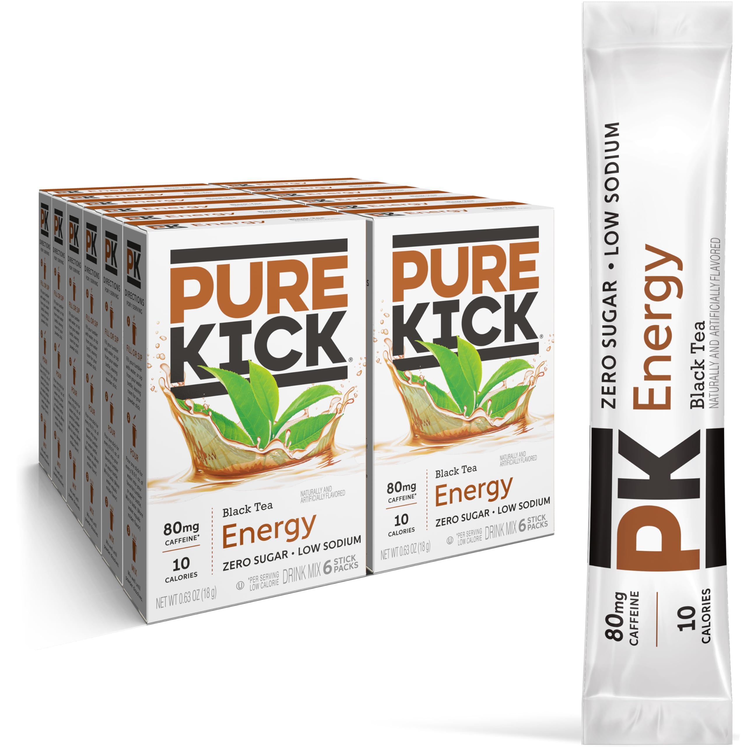 PURE KICK front packaging showing 12 boxes and clear product count, convenient storage benefit