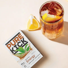 PURE KICK single stick close-up with visible tear notch, highlights portable freshness