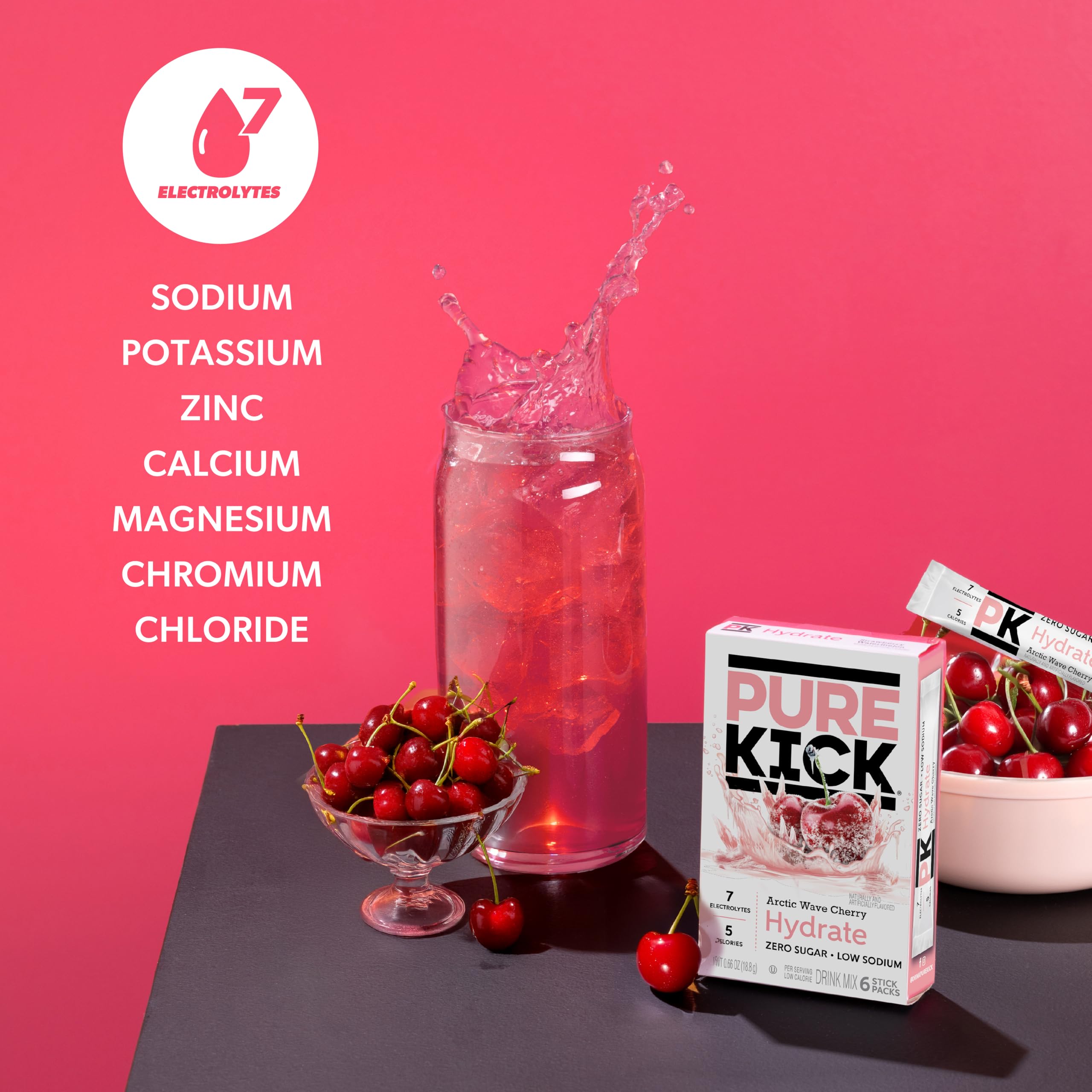 PURE KICK stick being poured into a bottle for on-the-go hydration