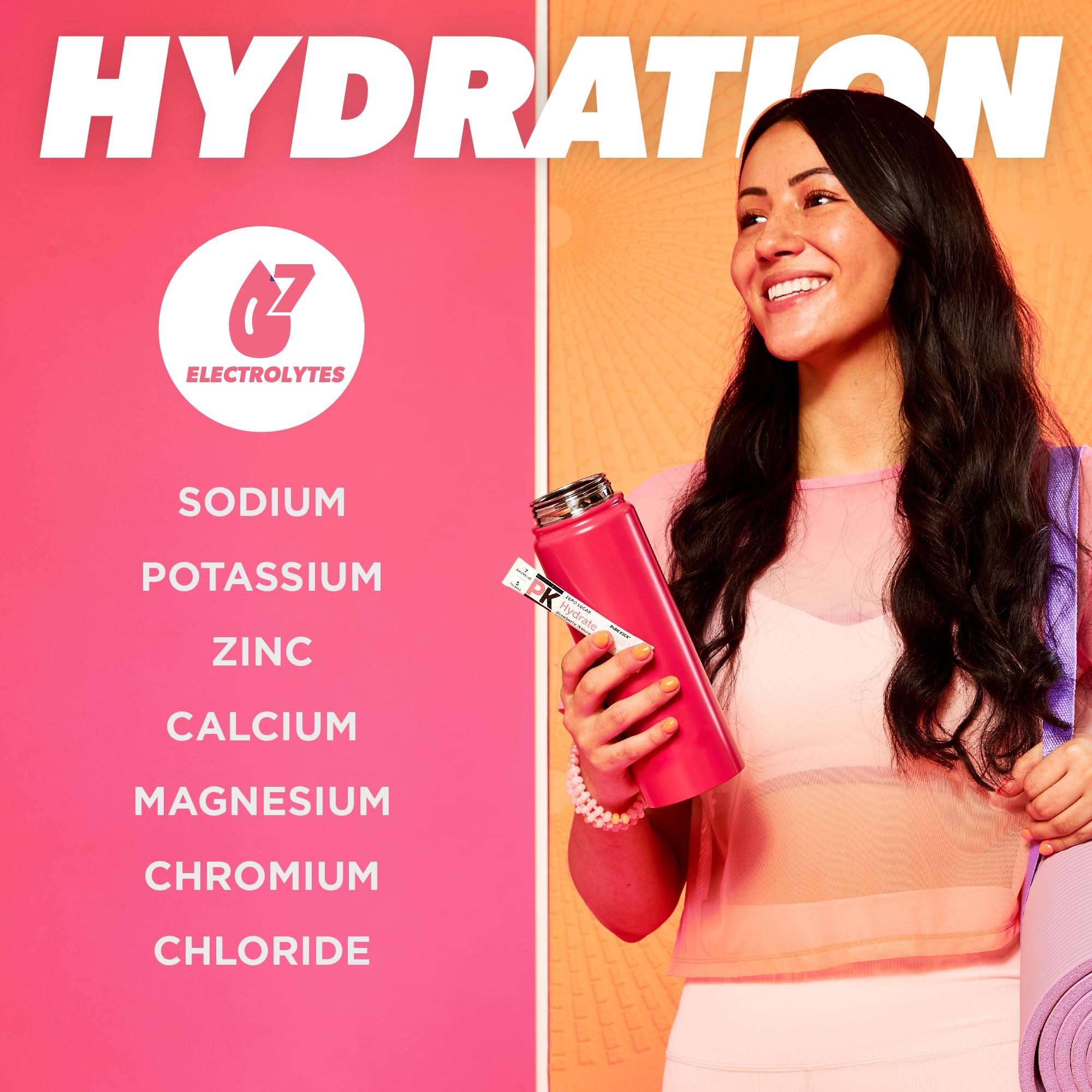 PURE KICK single packet being poured into a water bottle for instant flavor