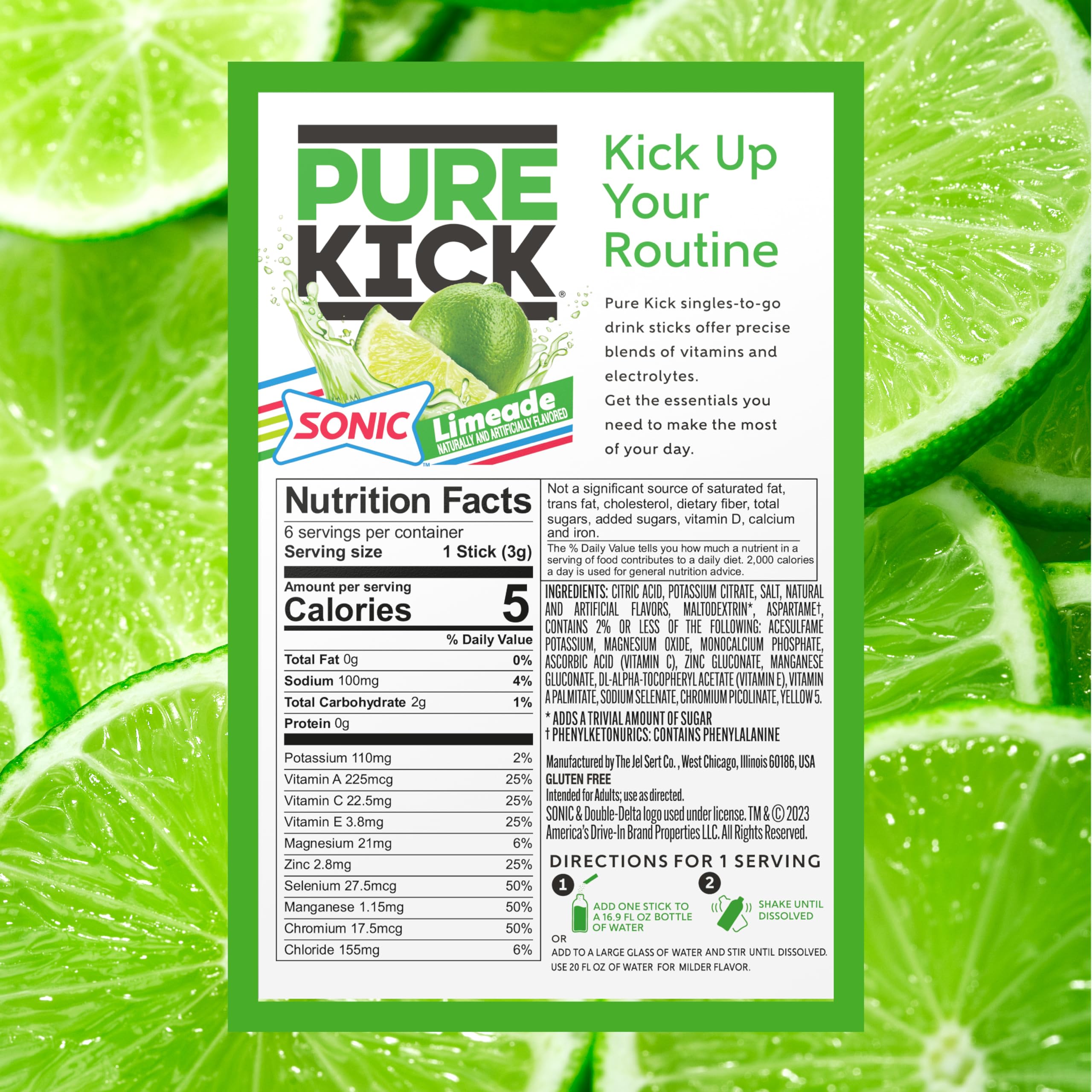 PURE KICK single packet torn open displaying powder texture and fast-mix benefit