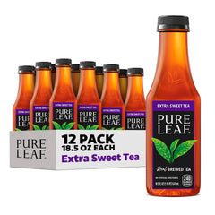 Pure Leaf front packaging showing bottle and label, clear brewed flavor benefit