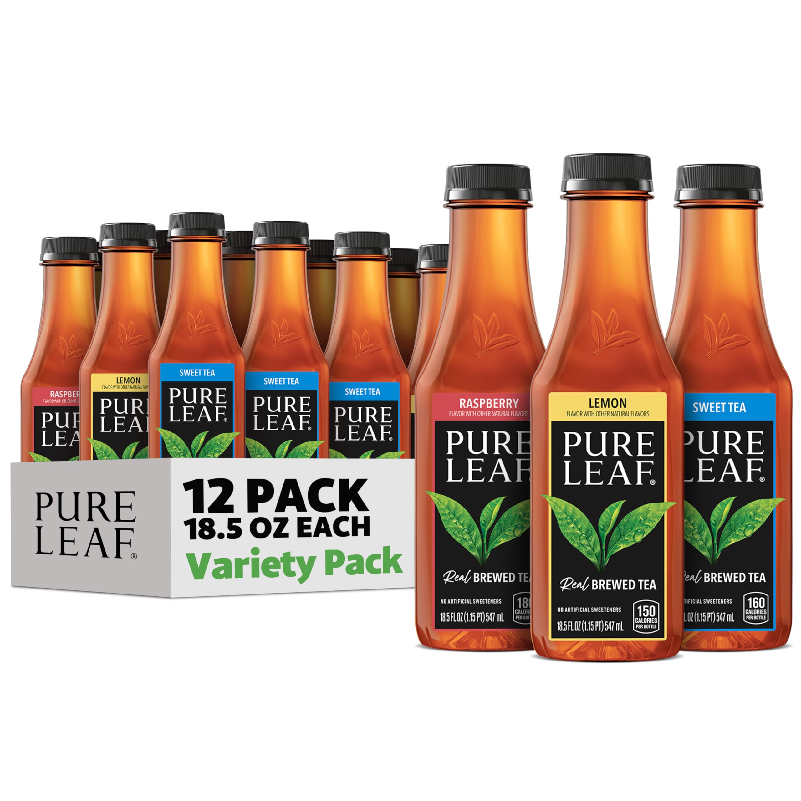 Pure Leaf front packaging showing three-flavor variety and convenience