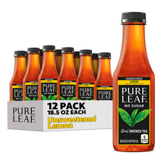Pure Leaf unsweetened lemon front packaging showing bottle and label for refreshing taste