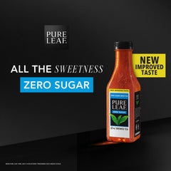 Pure Leaf label close-up highlighting real brewed tea and certification