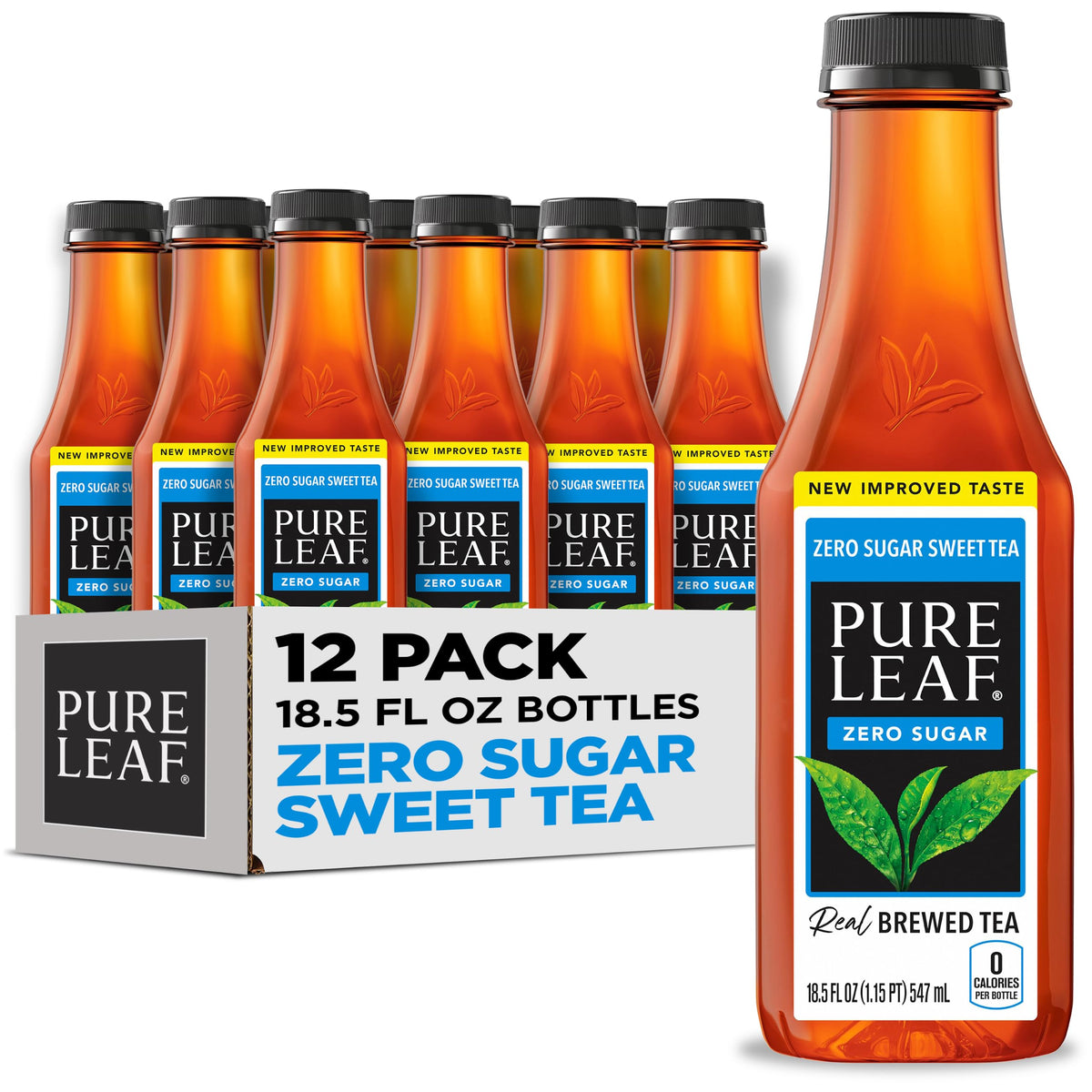 Pure Leaf front packaging showing 12-pack and zero sugar benefit