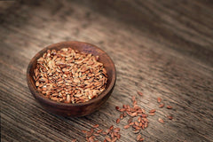 Pure Living close-up of sprouted brown flax seed texture highlighting crunch and freshness