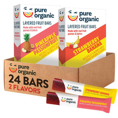 Pure Organic front packaging displaying two boxes, shows product and variety