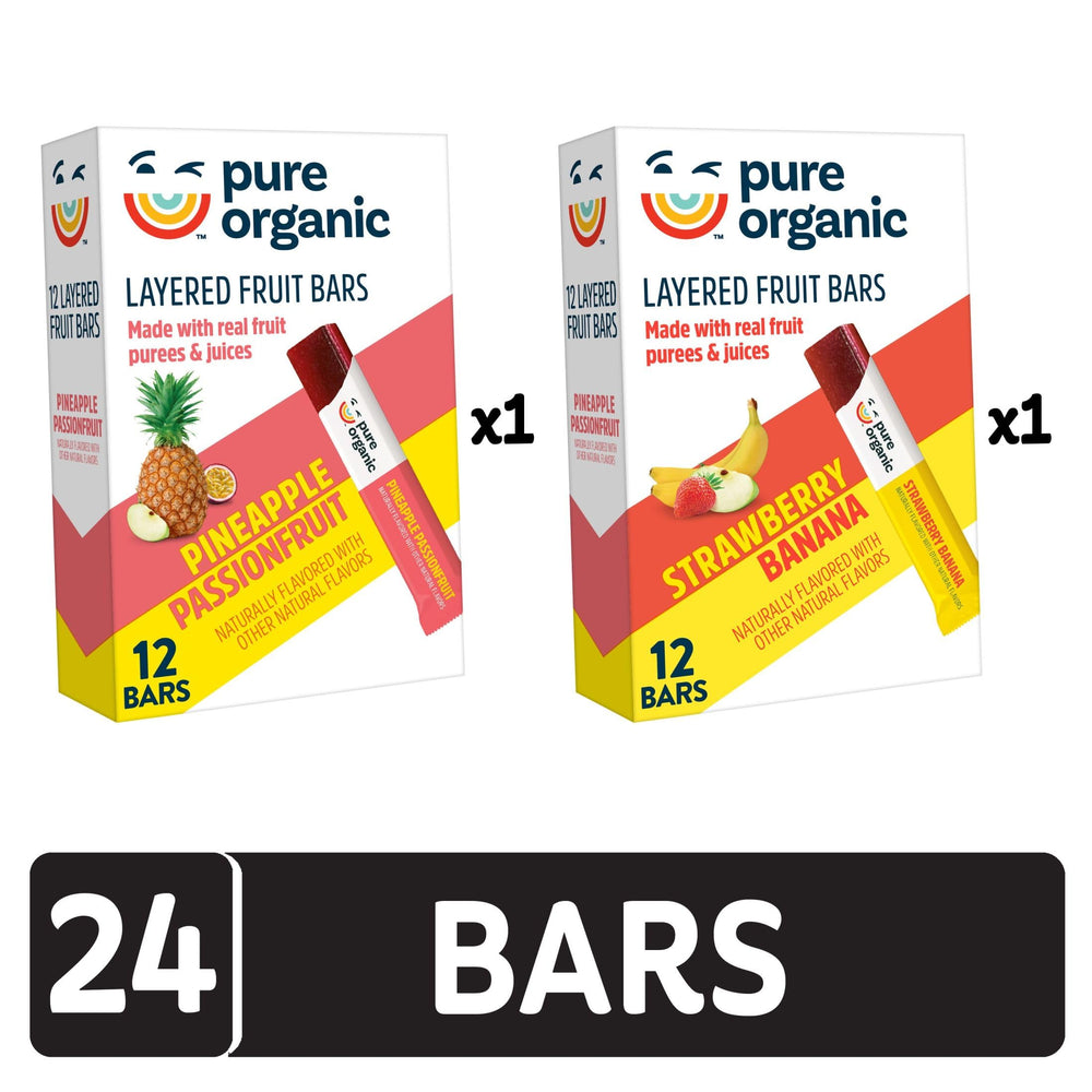 Pure Organic strawberry banana bar close-up highlighting layered fruit texture