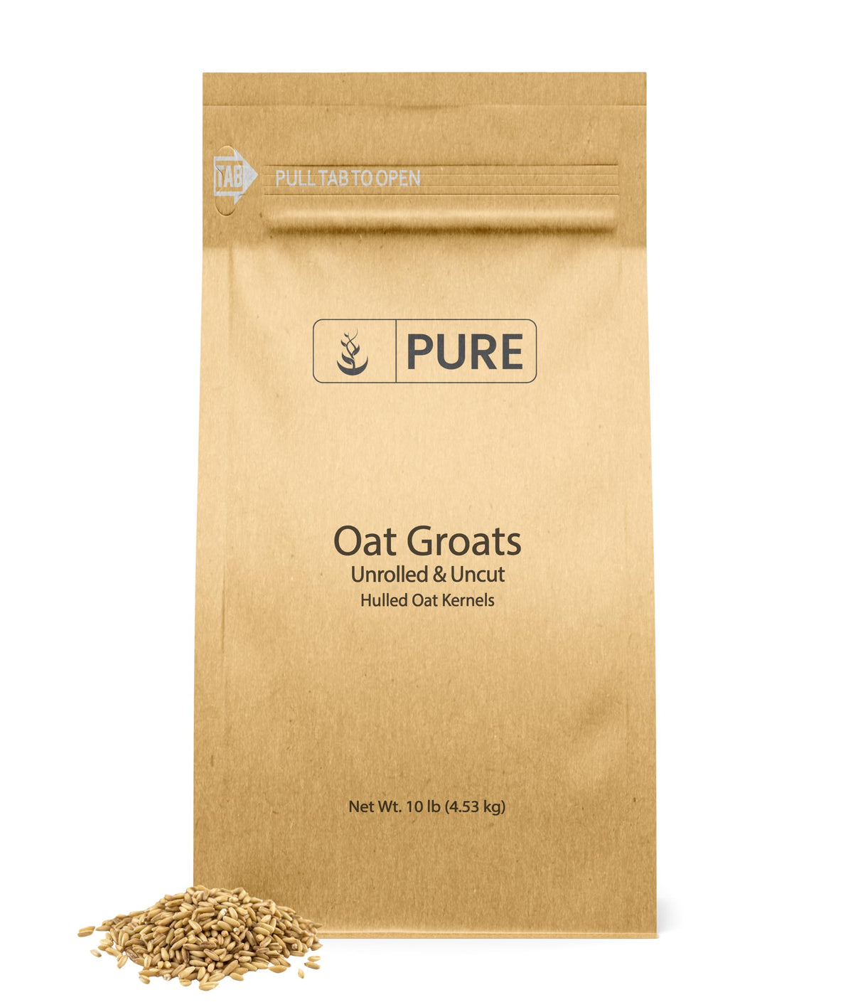 PURE ORIGINAL INGREDIENTS front packaging showing 10 lb bag and product label, clear pantry storage benefit