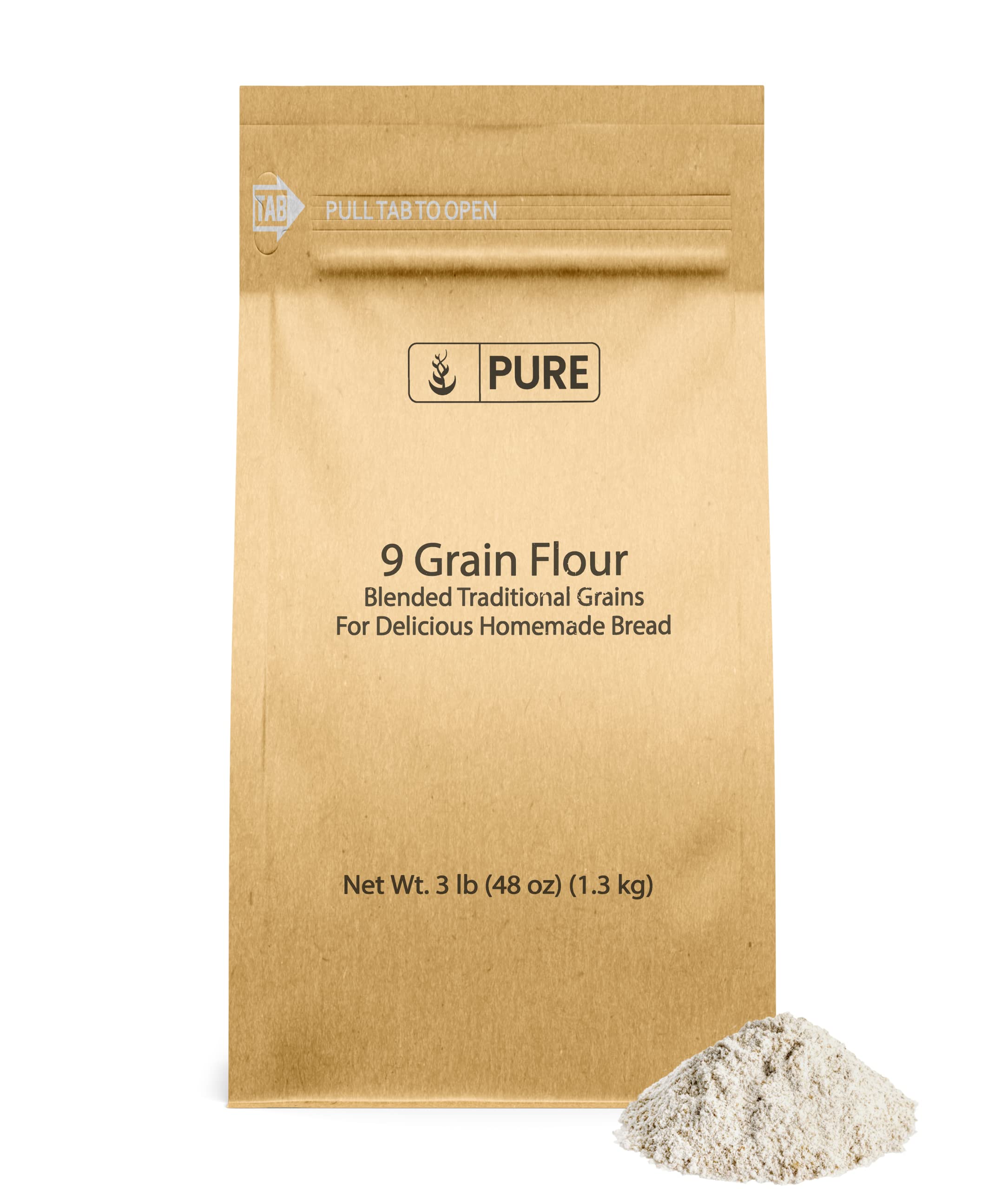 Pure Original Ingredients front packaging showing 9 Grain Flour, clear ingredient visibility and convenience