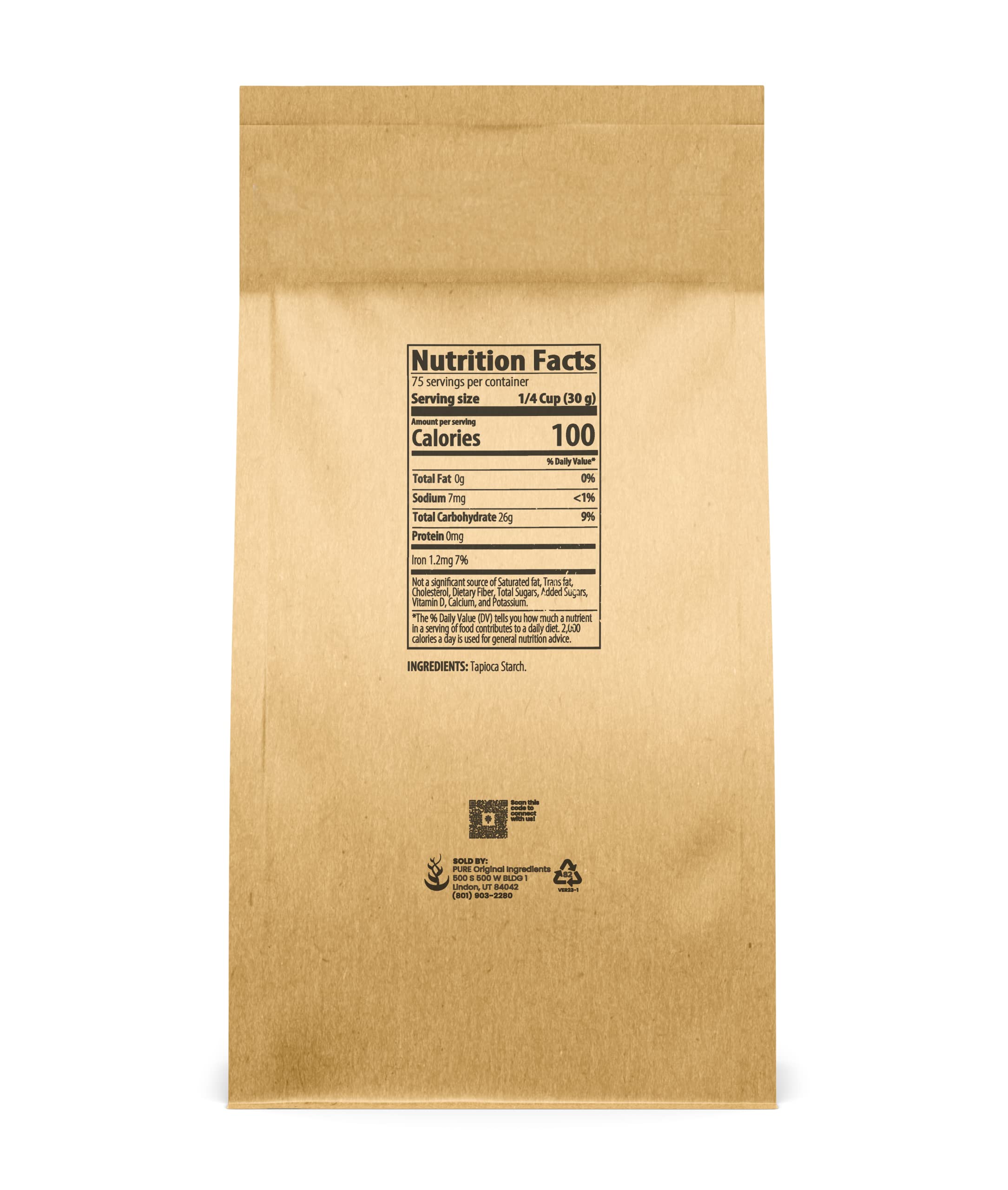 Pure Original Ingredients close-up of fine tapioca starch texture for smooth blending