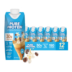 Pure Protein front packaging showing bottle and nutrition highlights for grab-and-go nutrition