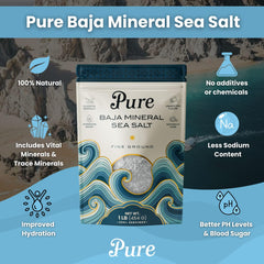 Pure Sea Salts label and ingredient list closeup highlighting natural harvesting