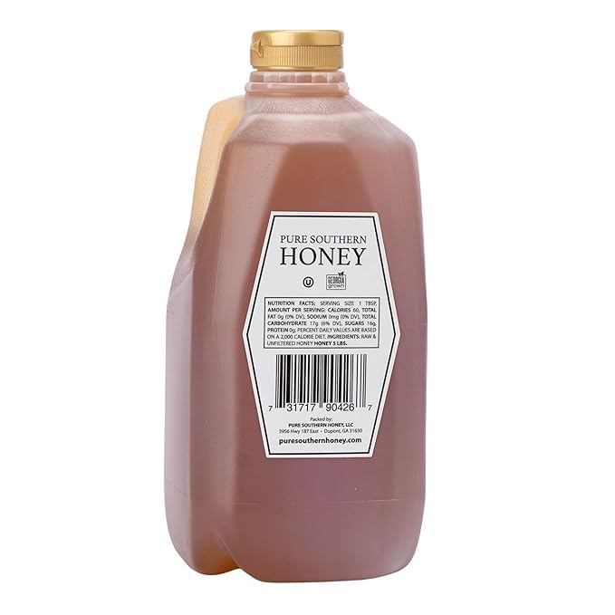 Pure Southern Honey close-up of honey and comb preserving natural texture