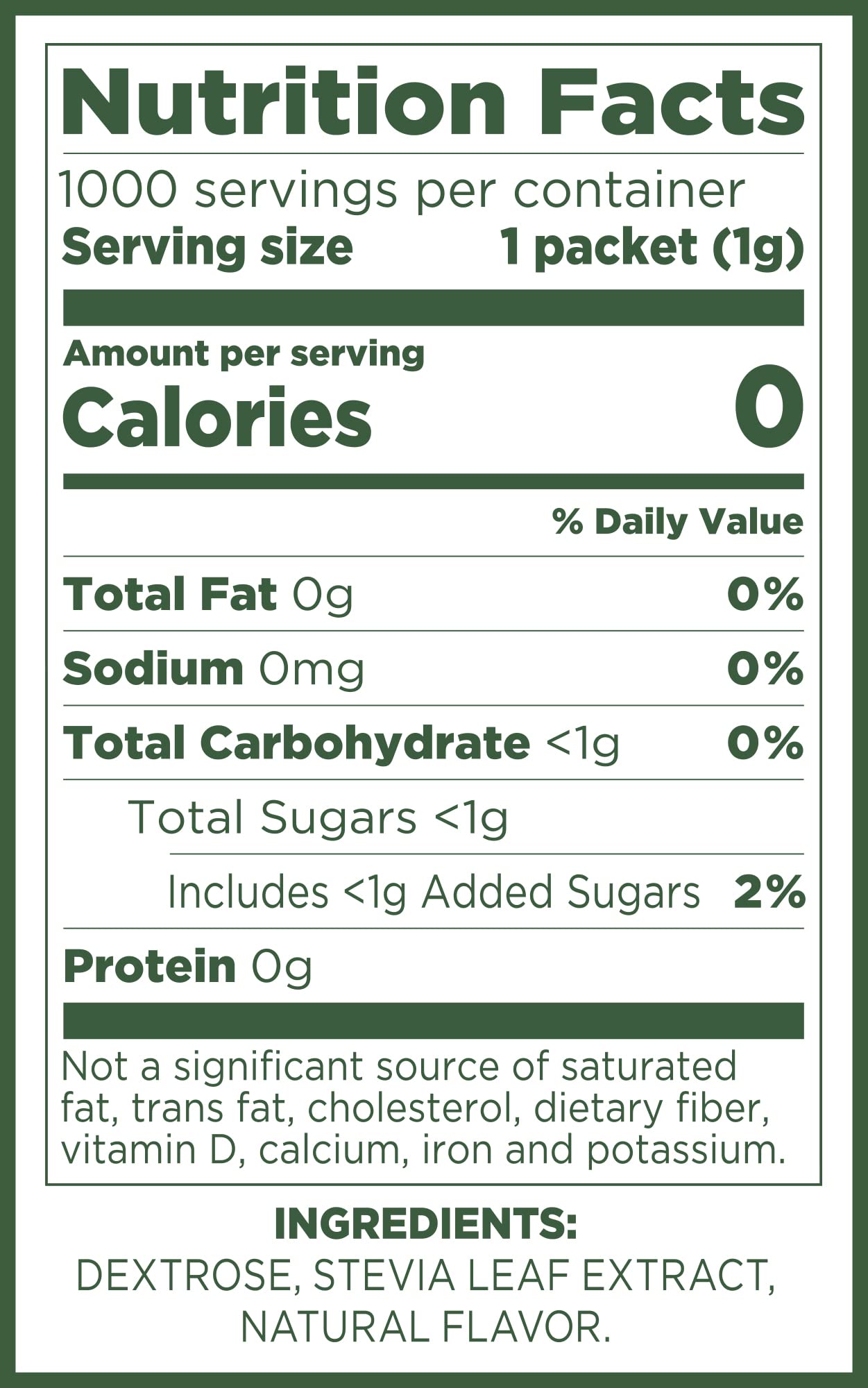 Pure Via packet close-up showing stevia powder texture and easy-tear benefit