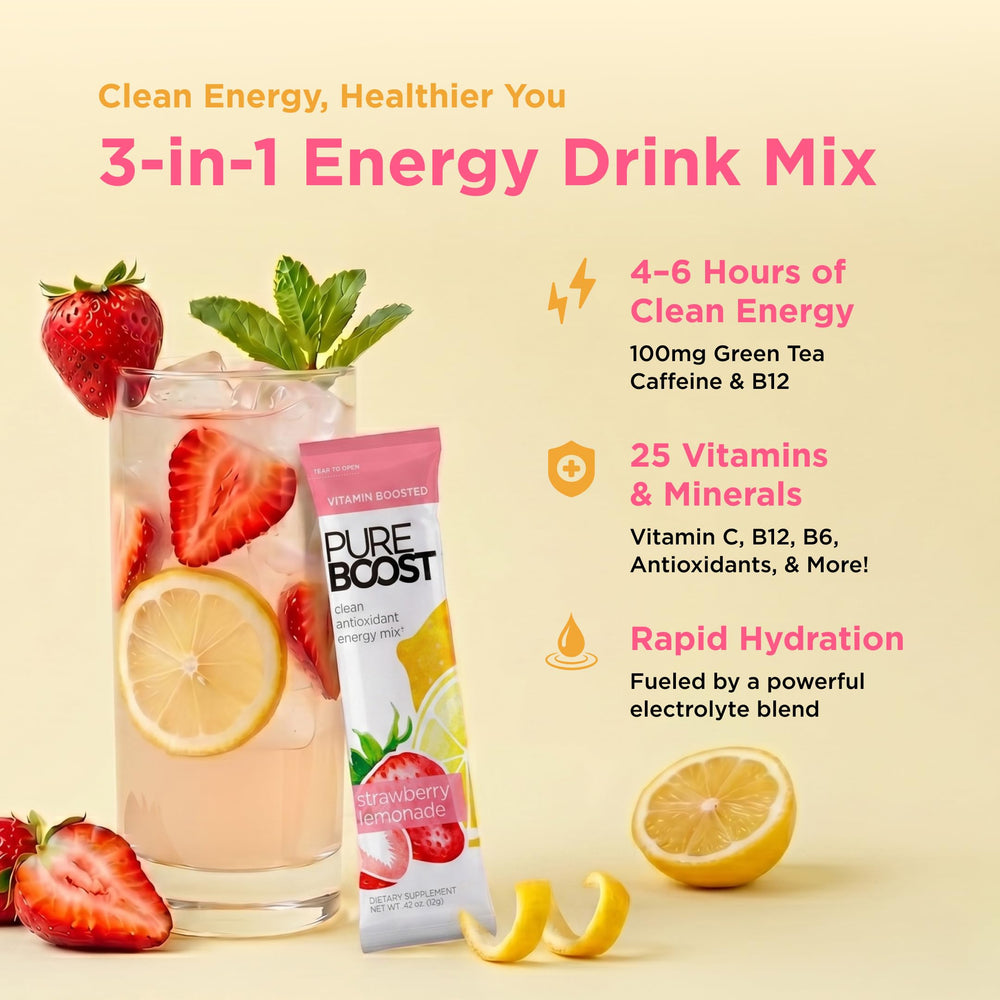 Pureboost mixed drink in glass showing vibrant color and refreshing hydration benefit