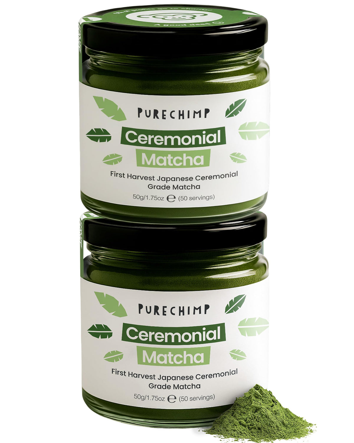PureChimp front packaging showing dual 50 g jars and clear labeling for freshness